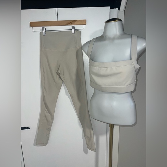 Glyder Oatmilk Ribbed Set Leggings and Directional Bra Set - Picture 4 of 5
